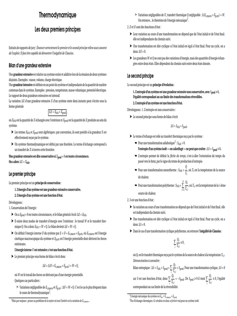 Principes | PDF | Deuxième principe de la thermodynamique | Entropie