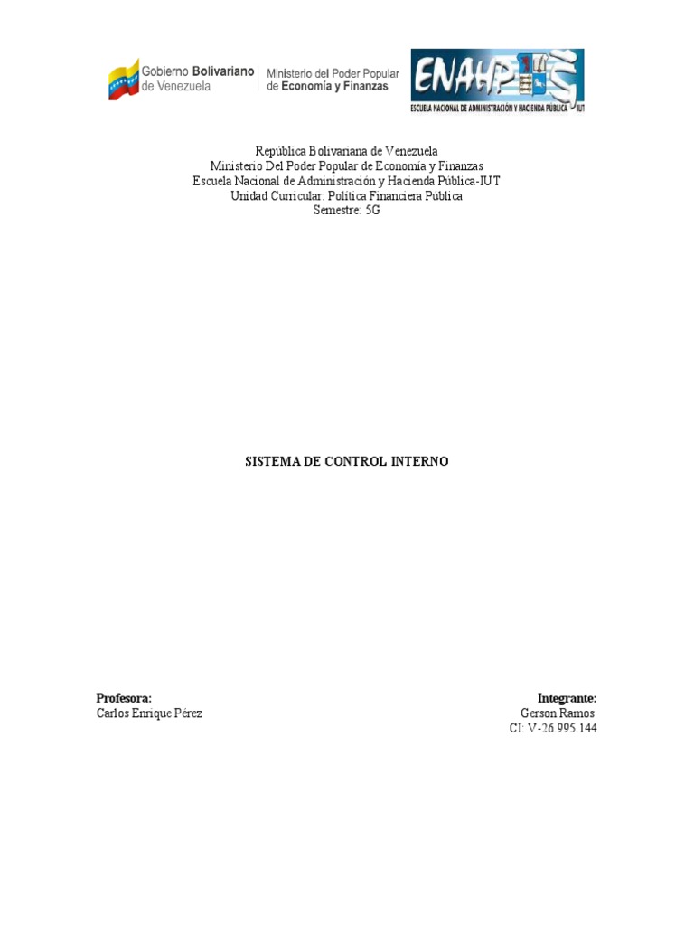 Sistema de Control Interno | PDF | Auditoría | Administración Pública