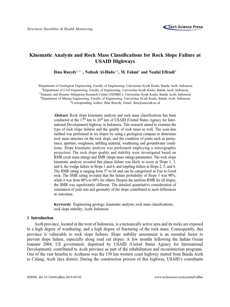 Rock Slope Failure Analysis in Aceh | PDF | Geology | Science