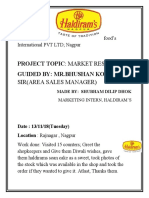 Project Topic: Market Research Guided By: MR - Bhushan Kohle: Sir (Area Sales Manager)