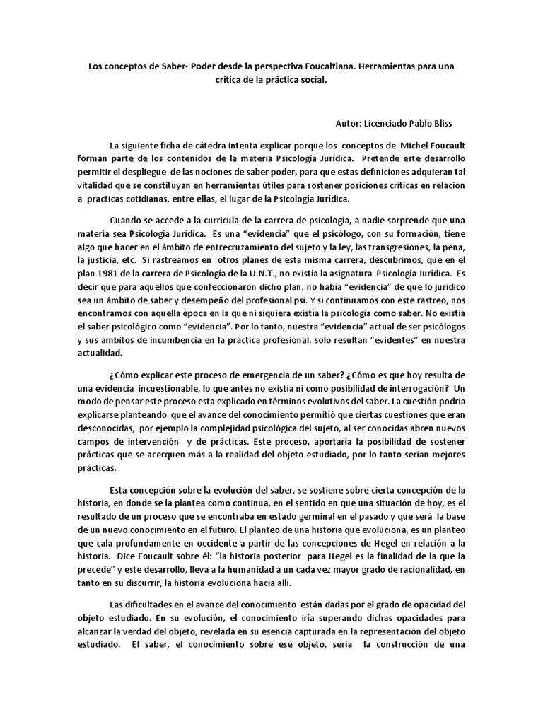 Los Conceptos de Saber-Poder Desde La Perspectiva Foucaltiana ...