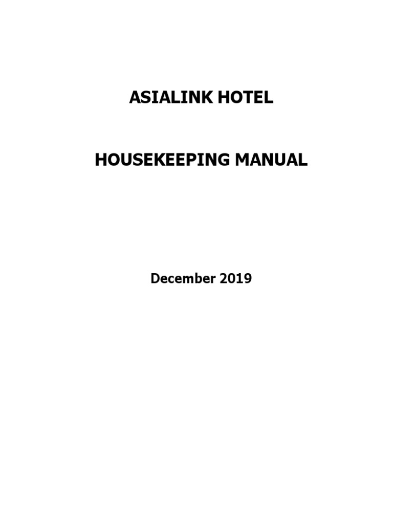 Asialink Hotel Housekeeping Manual | PDF | Bathroom | Housekeeping
