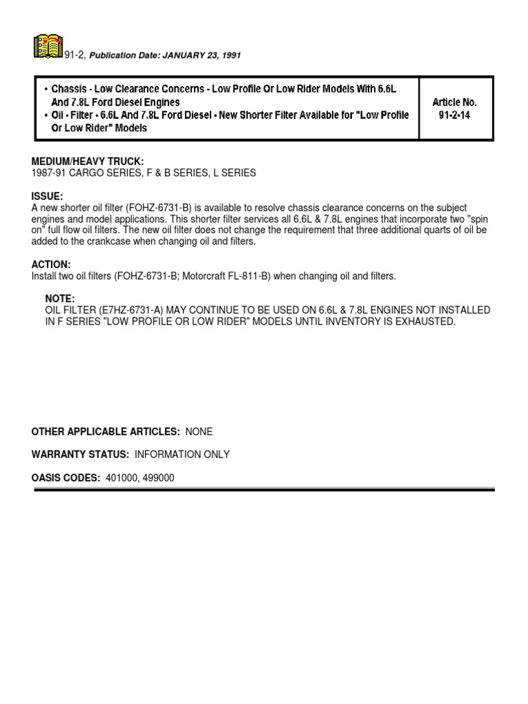 22 2219 FORD TECHNICAL SERVICE BULLETIN visual data 2