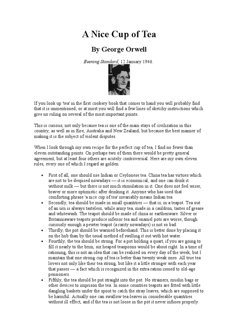 Tack Fesu Ligation A Nice Cup Of Tea Orwell Travaillez Domicile Com