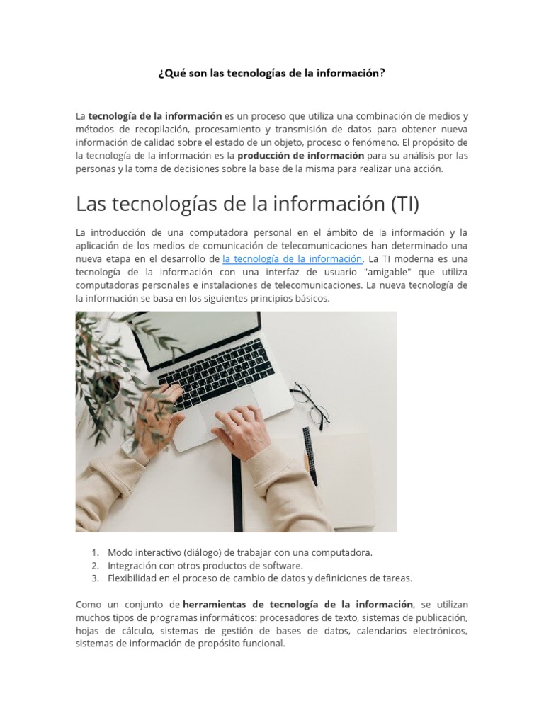 Definición de Tecnología de la Información | PDF | Tecnologías de la ...