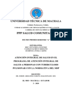 Atención integral de salud en el programa de atención integral de salud a personas con Tuberculosis Pulmonar con la normativa del MSP