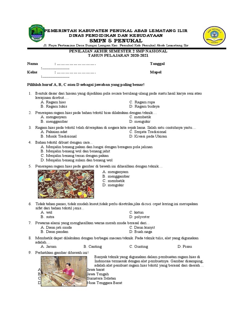 Mengasah Kreativitas Melalui Seni Budaya: Contoh Soal Kelas 7 Semester 2 dan Kunci Jawabannya Mengasah Kreativitas Melalui Seni Budaya: Contoh Soal Kelas 7 Semester 2 dan Kunci Jawabannya