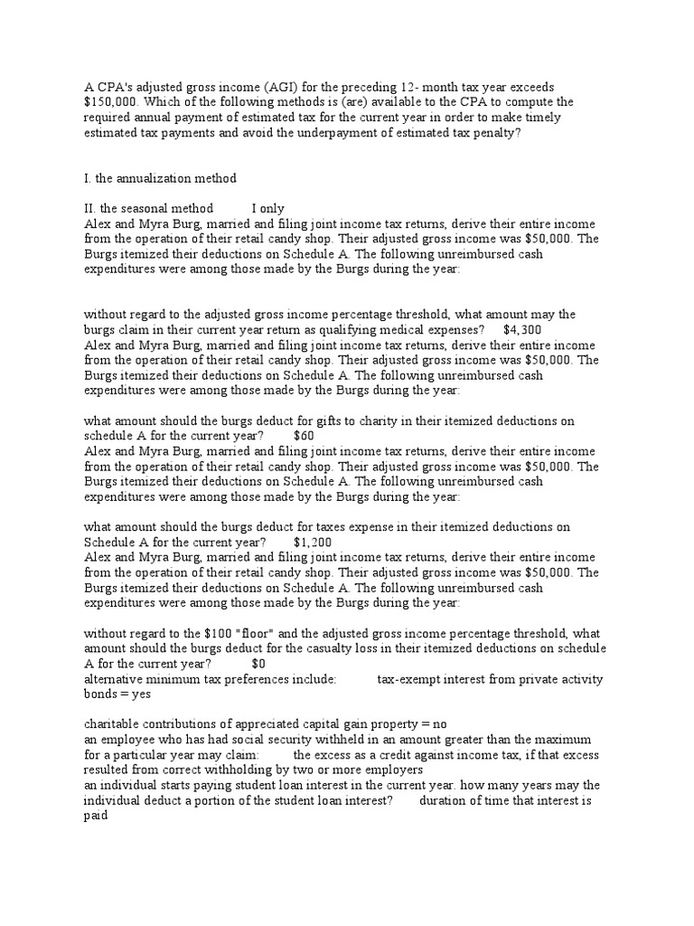 Tax Deductions and AGI Calculations | PDF | Tax Deduction | Alternative ...