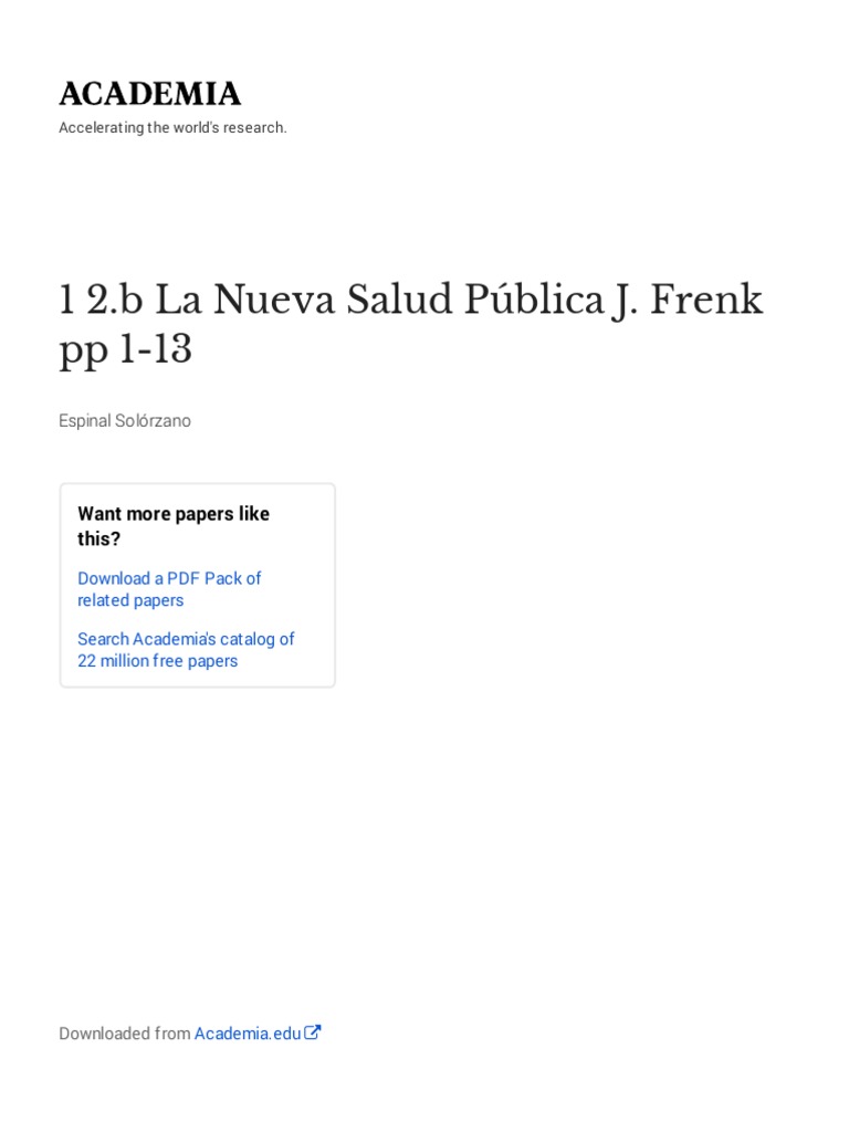 Nueva Salud Pública: Retos y Oportunidades | PDF | Conocimiento ...