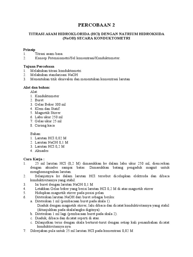 Modul Titrasi HCL Dengan NaOH Secara Konduktometri | PDF
