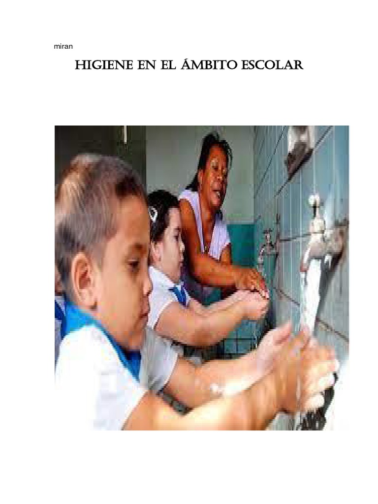 Higiene en El Ámbito Escolar | PDF | Educación de la primera infancia ...