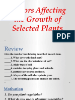 Factors Affecting The Growth of Selected Plants