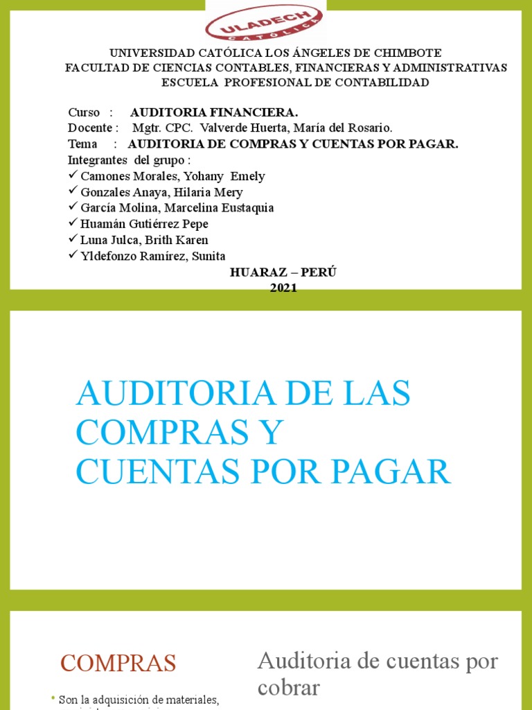 AUDITORIA DE COMPRAS Y CUENTAS POR PAGAR EXPOSICION Ok | PDF ...
