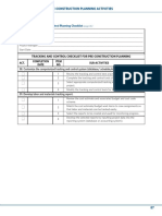 Pre-Construction Planning Activities: Table 4.28: Tracking and Control Planning Checklist
