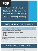 Factors That Affect Students' Performance in Physical Education Using Distant Learning Modality