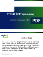 STD511 C# Programming: Control Structures: Selection