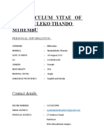 Curriculum Vitae of Nonkululeko Thando Mthembu: Contact Details