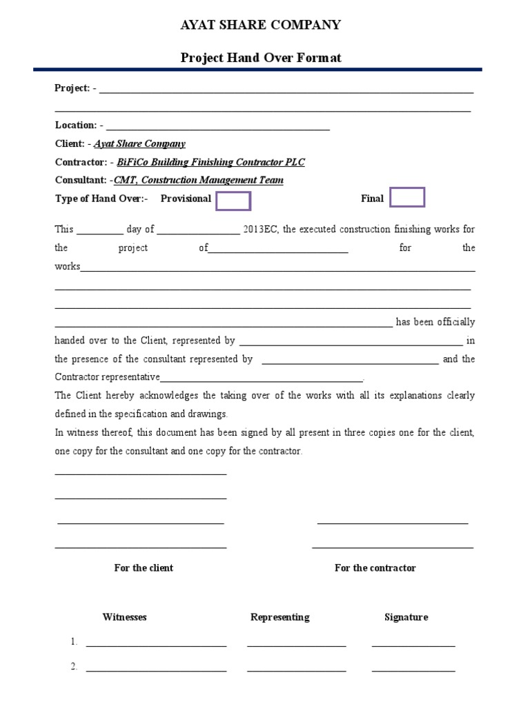 Site Handover | PDF