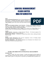 Financial Management Class Notes Bba Iv Semester: Unit I