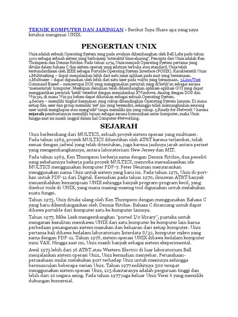 UNIX | PDF | Seni | Komputer