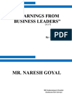 "Learnings From Business Leaders": By: Sagar Arya