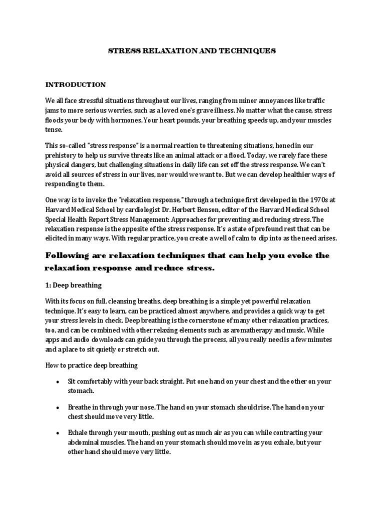 Effective Stress Relaxation Techniques | PDF | Relaxation (Psychology ...