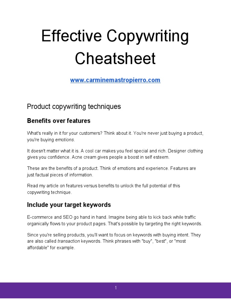 Effective Copywriting Techniques Guide | PDF | Search Engine Optimization | Storytelling