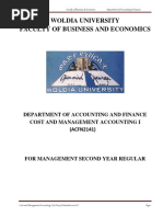 Cost and Management Accounting I For 3rd Year Business Education Students