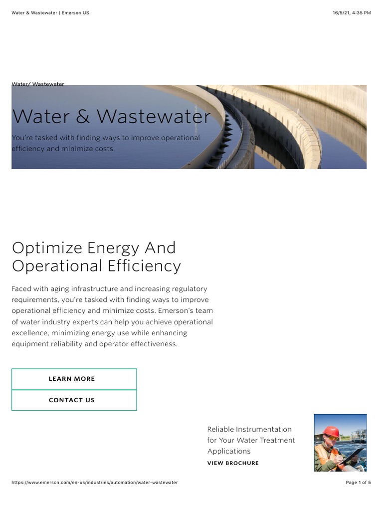 Water & Wastewater Optimize Energy and Operational E Ciency PDF