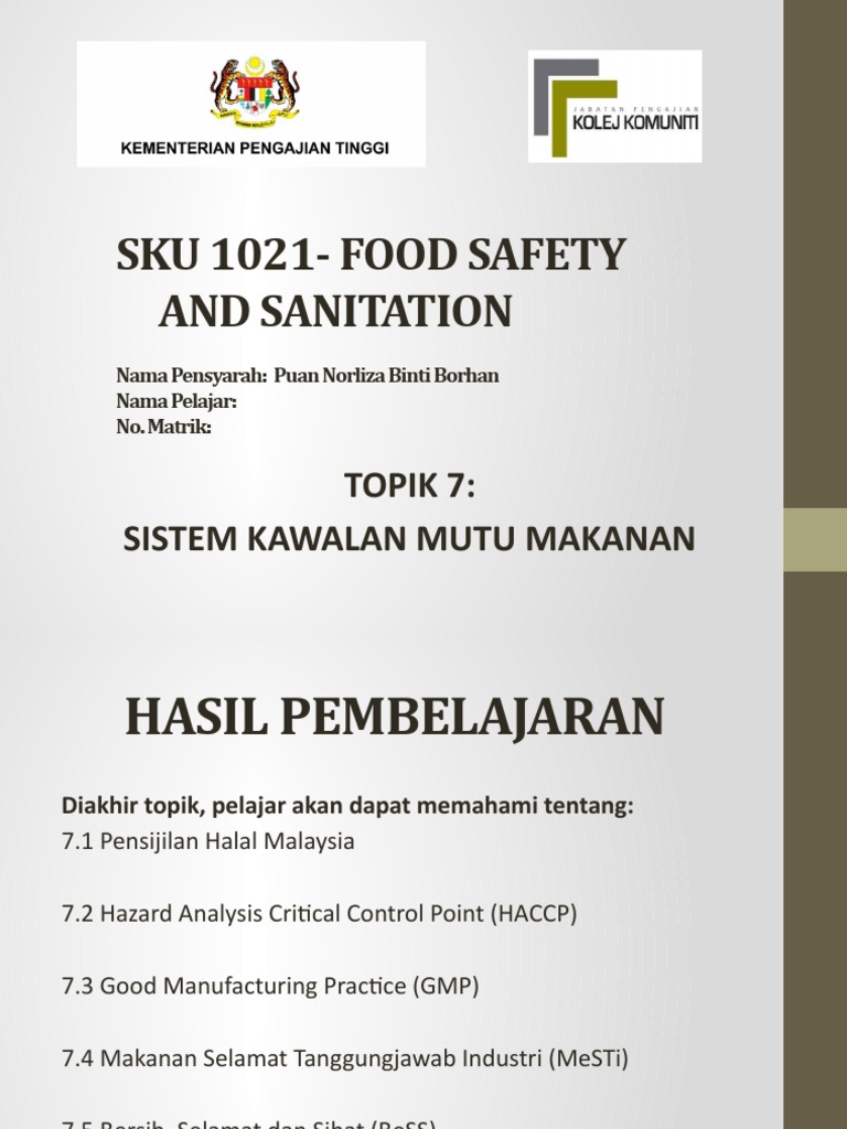 Sistem Kawalan Mutu Makanan Pdf