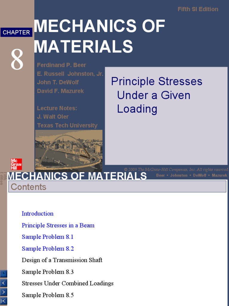 Mechanics of Materials: Principle Stresses Under A Given Loading | PDF ...