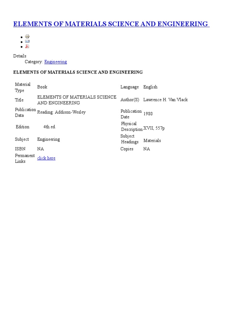 Elements of Materials Science and Engineering PDF