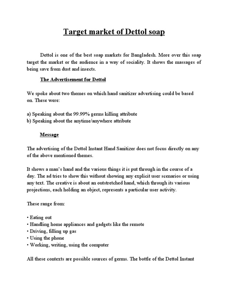 Target Market of Dettol Soap Target Audience Advertising