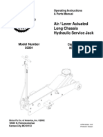 Air / Lever Actuated Long Chassis Hydraulic Service Jack: Model Number 22201 Capacity 20 Ton