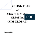 Marketing Plan of Alliance in Motion Global Inc. (Aim Global)