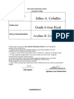 Jethro A. Coballes Grade 6-Jose Rizal: Avelino B. Coballes IV