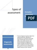 Types of Assessment: Formative Summative Diagnostic
