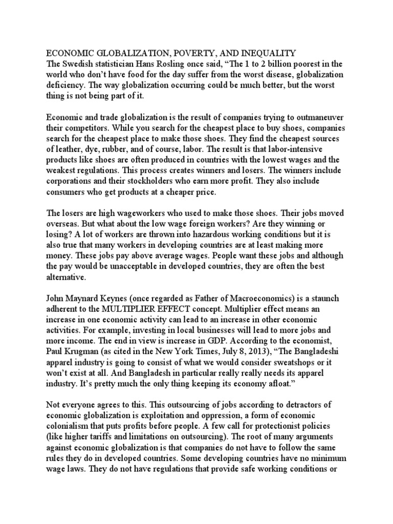 Globalization's Impact on Poverty & Inequality | PDF | Wealth ...