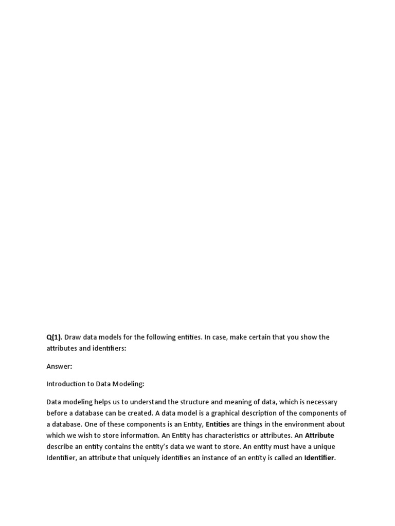 Data Modeling and SQL Queries Guide | PDF | Data Model | Identifier
