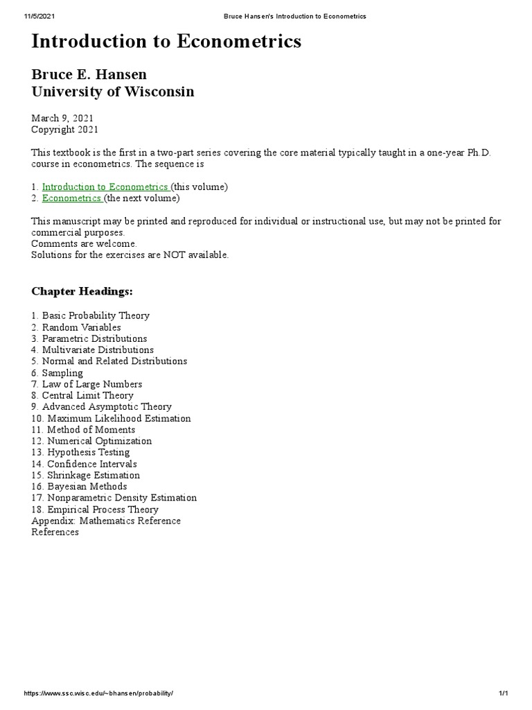 洋書 ECONOMETRICS BRUCE E. HANSEN Amazon.com: Econometrics eBook : Hansen, Bruce: Kindle Store
