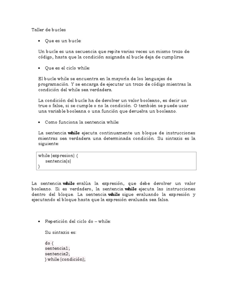 Funcionamiento del bucle while | PDF | Flujo de control | C