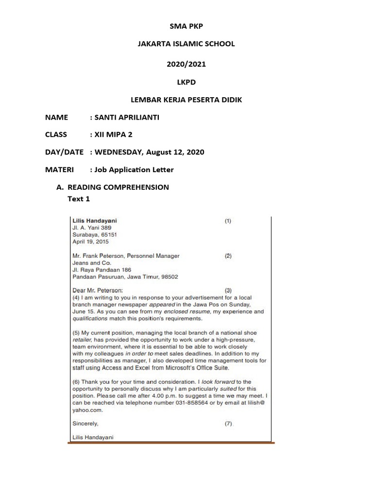 Job Application Letter 1 Pdf