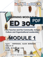 Ed 304 The Teacher and The Community, School Culture & Organizational Leadership Module