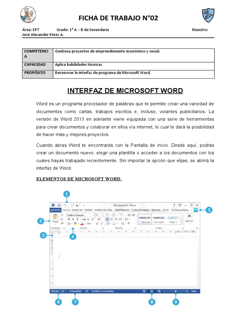 1° Grado - FICHA 02 - EPT | PDF | Microsoft Word | Microsoft