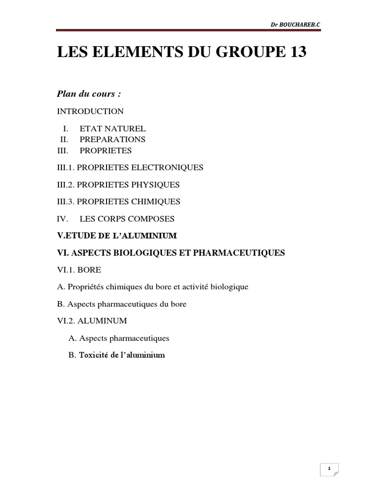 Les Elements Du Groupe 13 | PDF | Alumine | Hydrure