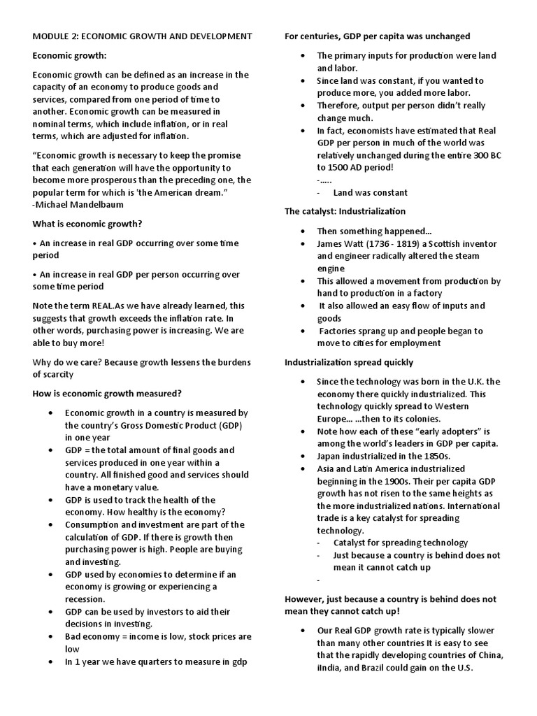 Understanding Economic Growth and GDP | PDF | Economic Growth | Gross ...