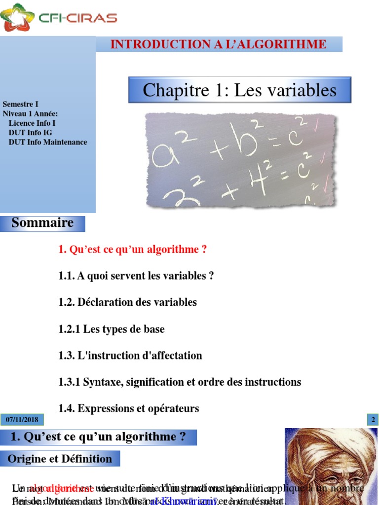 Introduction à l'algorithme et variables | PDF | Structure de contrôle ...