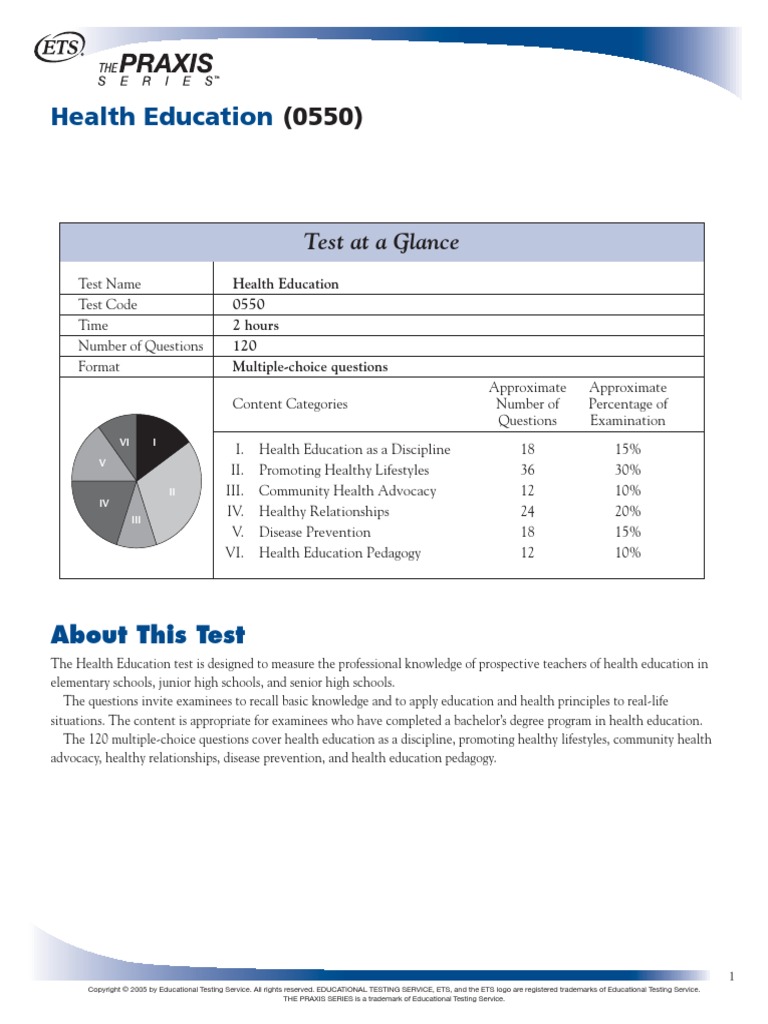 Health Education Test at A Glance PDF Health Education Physical