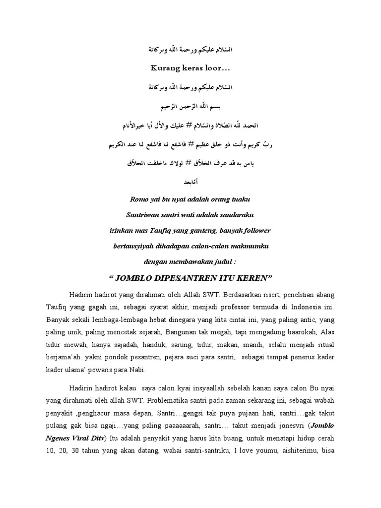 Teks ceramah jomblo di pesantren itu keren pdf
