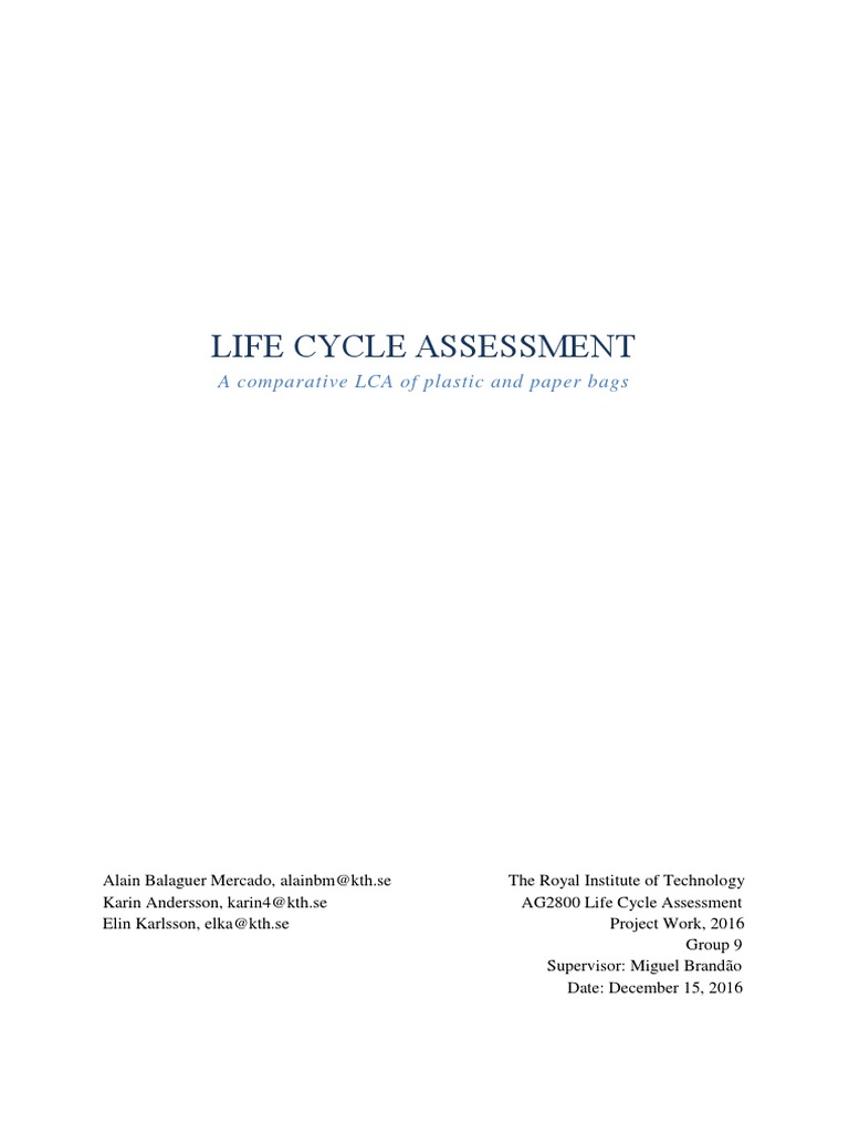 Life Cycle Assessment A Comparative LCA of Plastic and Paper Bags